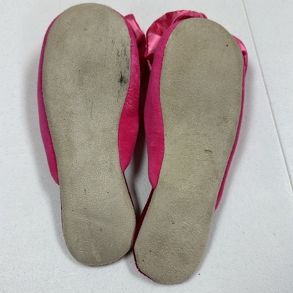 PATRICIA GREEN Betty' Slipper Raspberry Fabric Sz Small Preppy Comfy Bow Girly - Picture 5 of 7